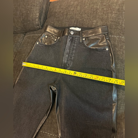 Abercrombie & Fitch denim &Faux Leather the Ankle Straight Ultra High Rise Jeans - Picture 11 of 14